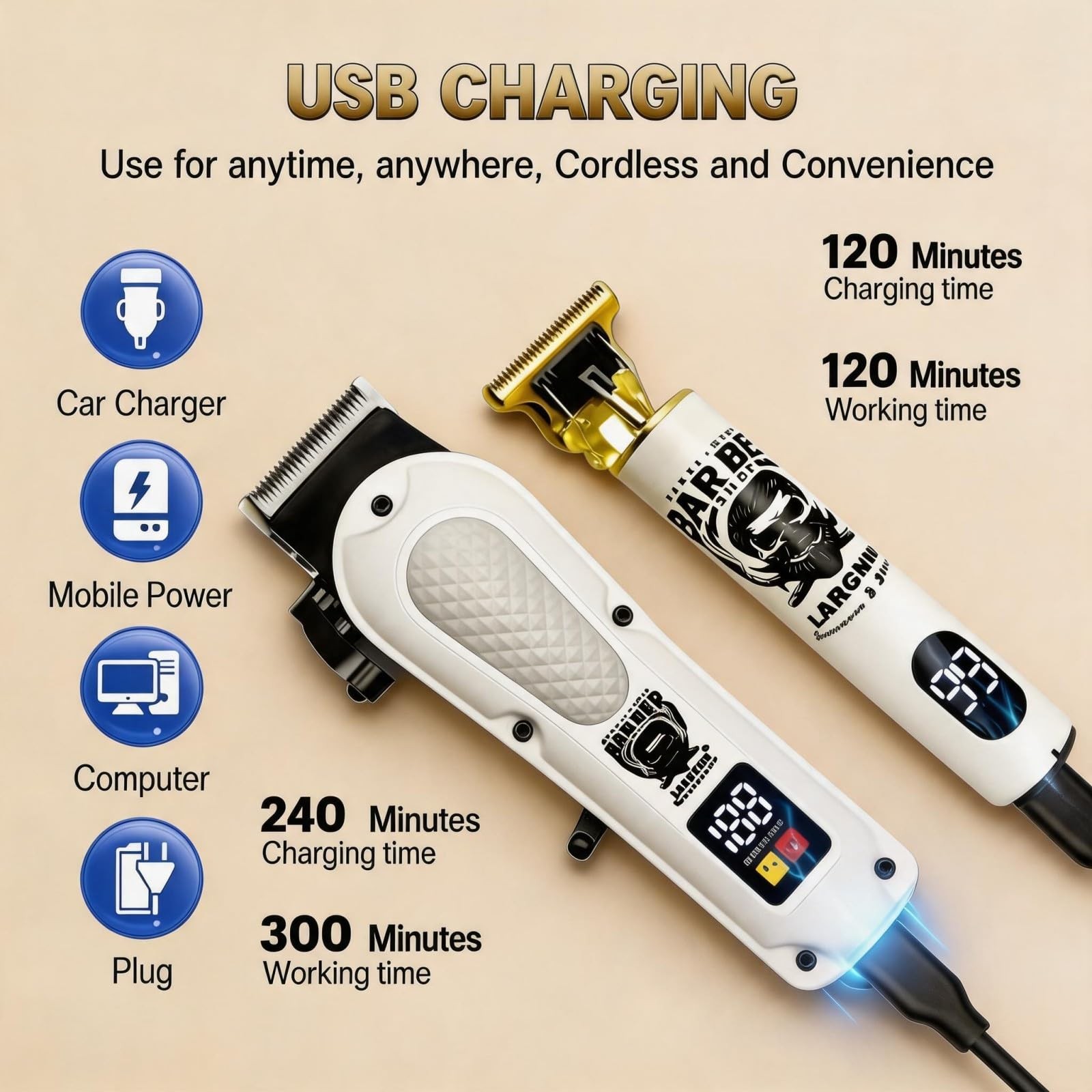 LARGNERSHAVER Hair Clippers for Men, Clippers and Trimmers Set, Barber Clippe…