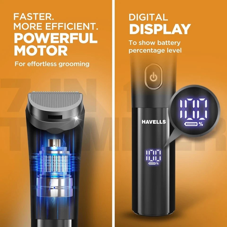 Havells BT6661 Beard & Hair 7 in 1 Trimmer |2-in-1 Special Blade Type C Charge