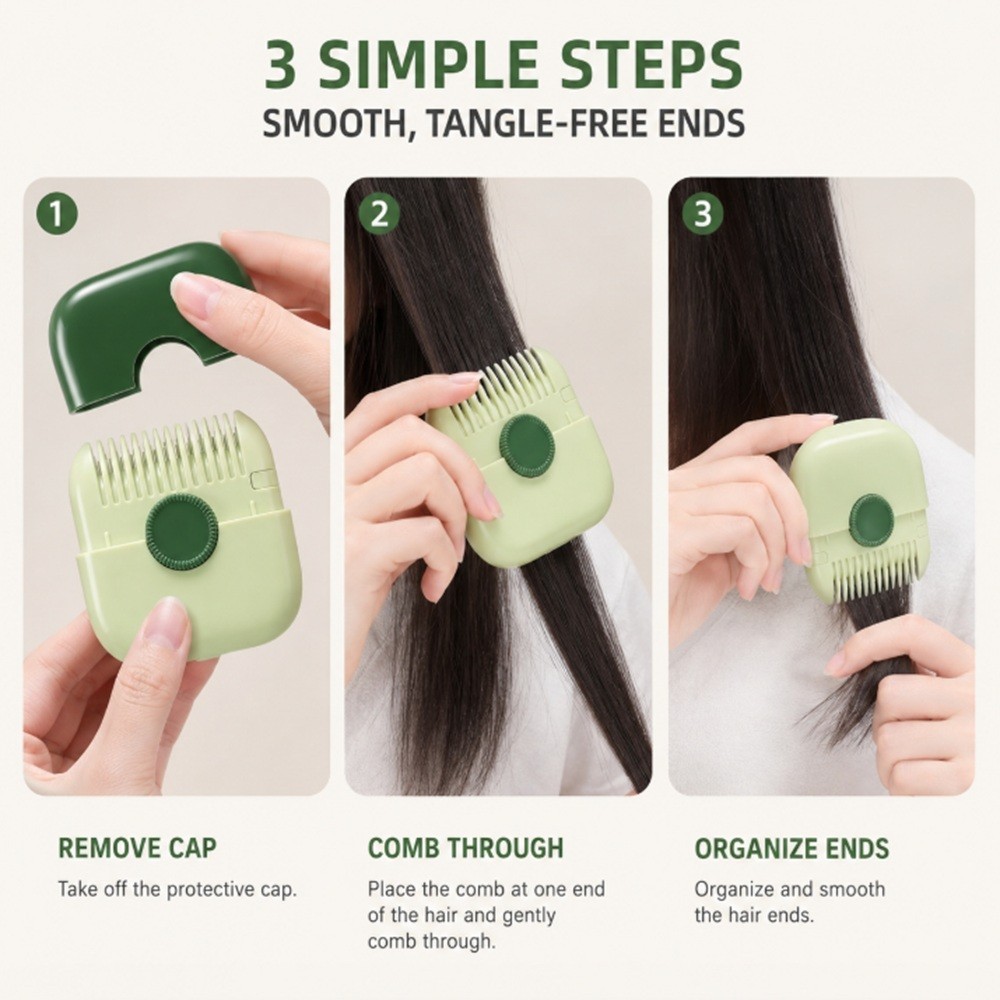 2-in-1 Hair Trimmer & Manual Bangs Trimmer Comb – Double-Sided Razor Cutter