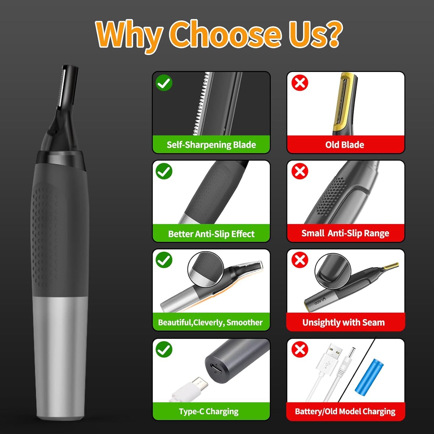 2024 NEW Nose Ear Face Neck Eyebrow Hair Mustache Beard Trimmer Shaver Clipper