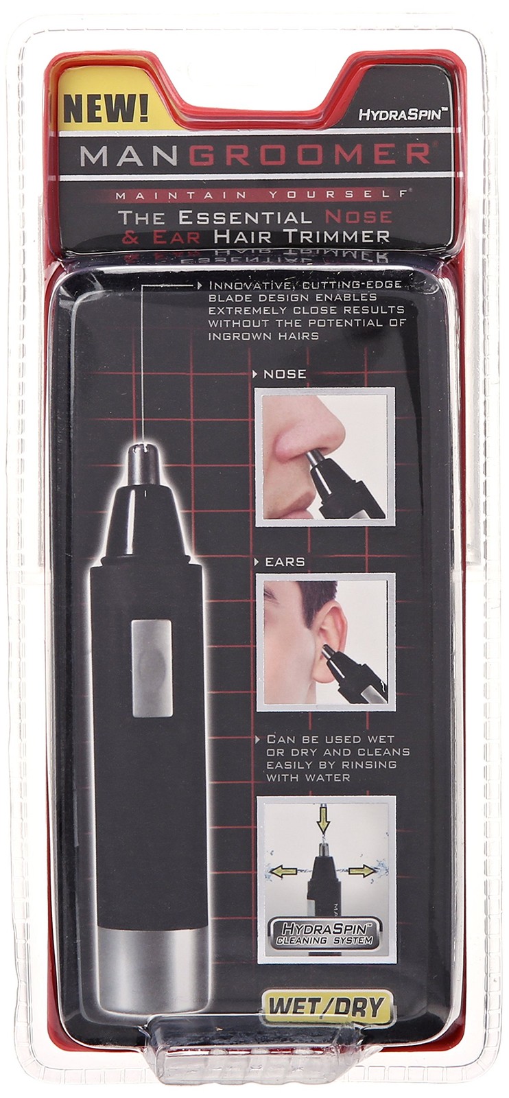 Silver and Black Hair Trimmer Hypoallergenic Stainless Steel Blades Wet Dry Use