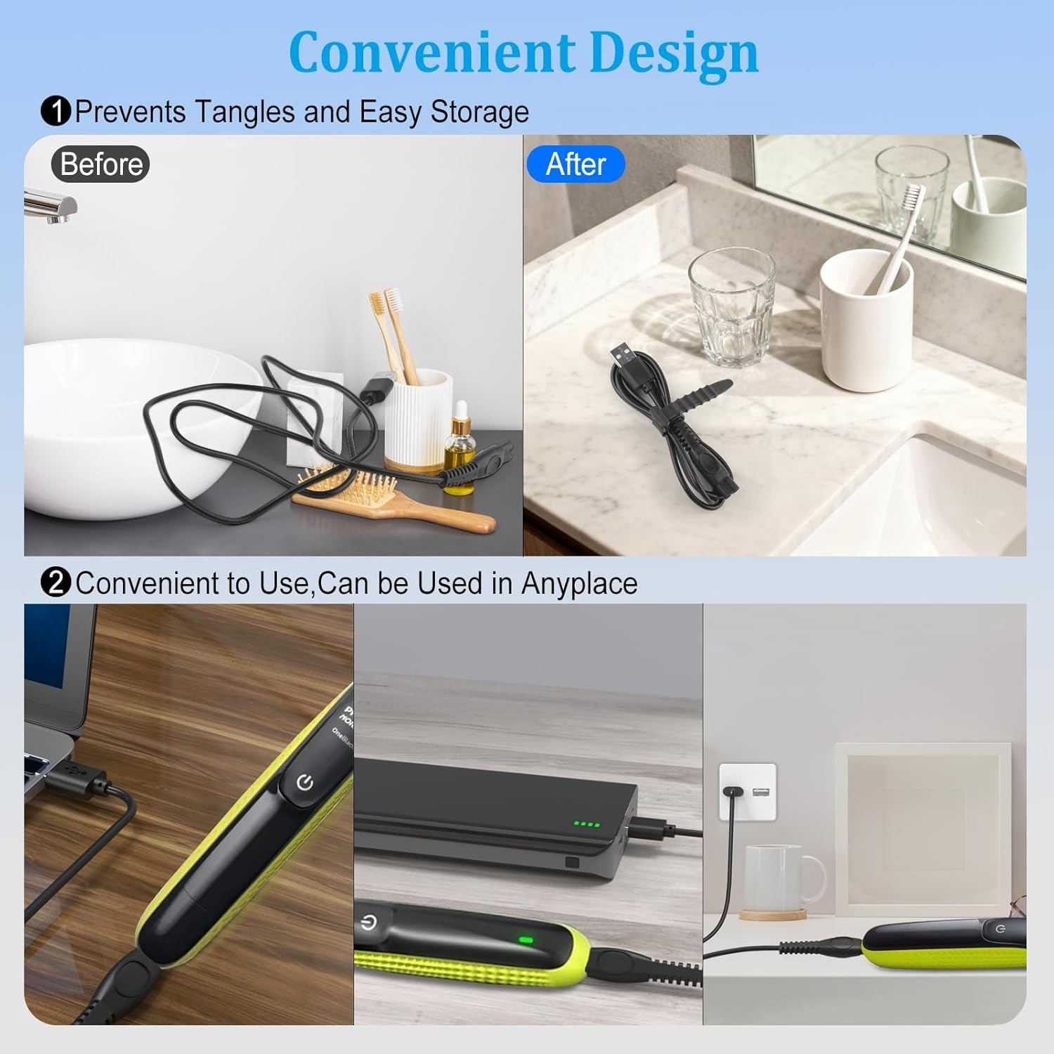 5V USB Charger Cord Compatible with Philips Norelco One Blade 360 Shaver QP2724