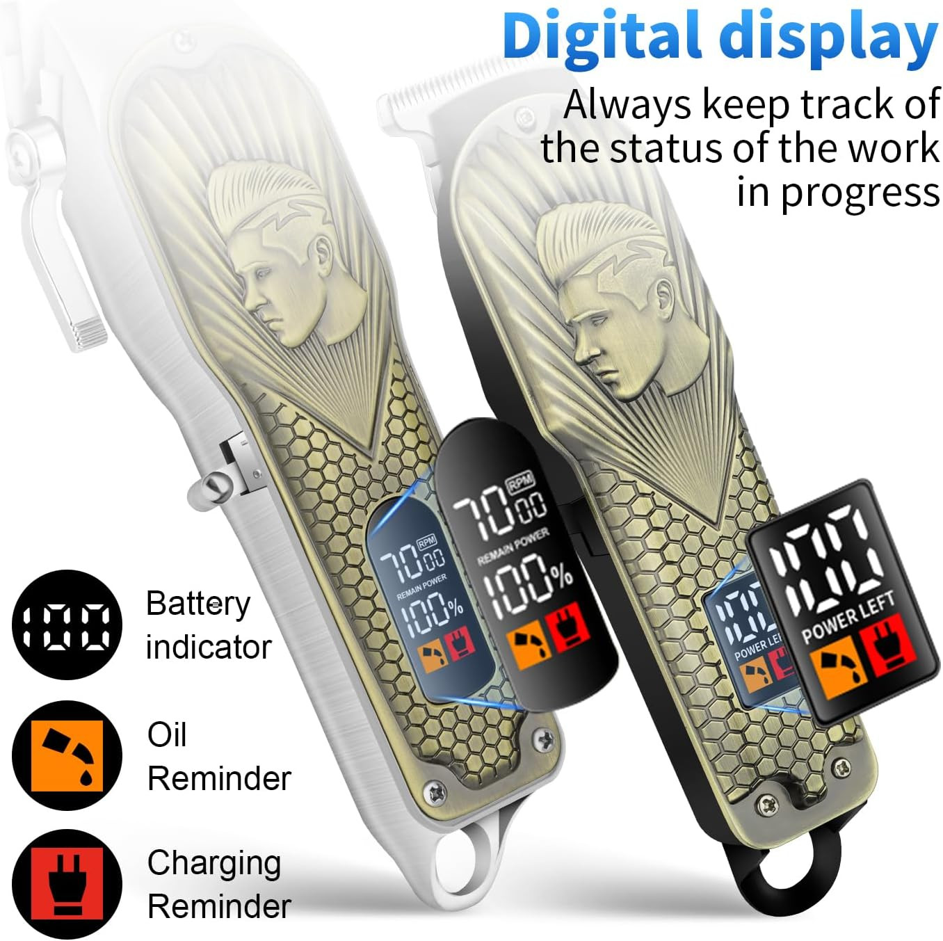 Professional Hair Clippers for Men, Cordless Hair Clipper for Barber Clippers an