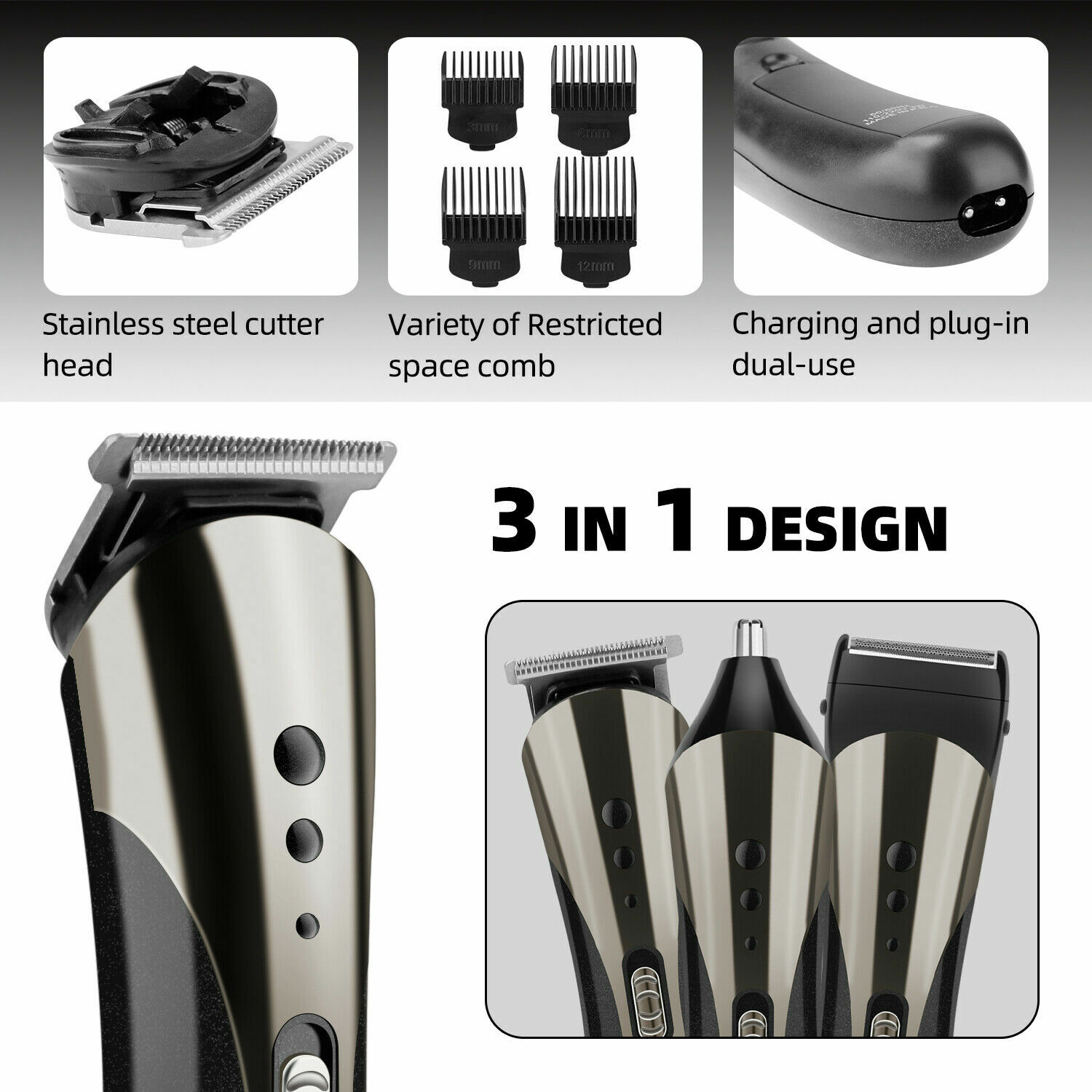 Professional Hair Clippers Trimmer Shaving Machine Beard Cutting Cordless Barber