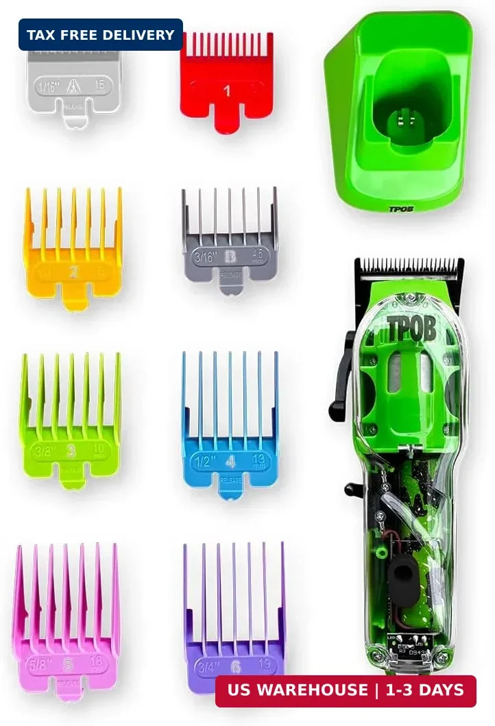 Slime 2 Barber Hair Clippers for Men 6800 RPM with Matte Green Case and X F