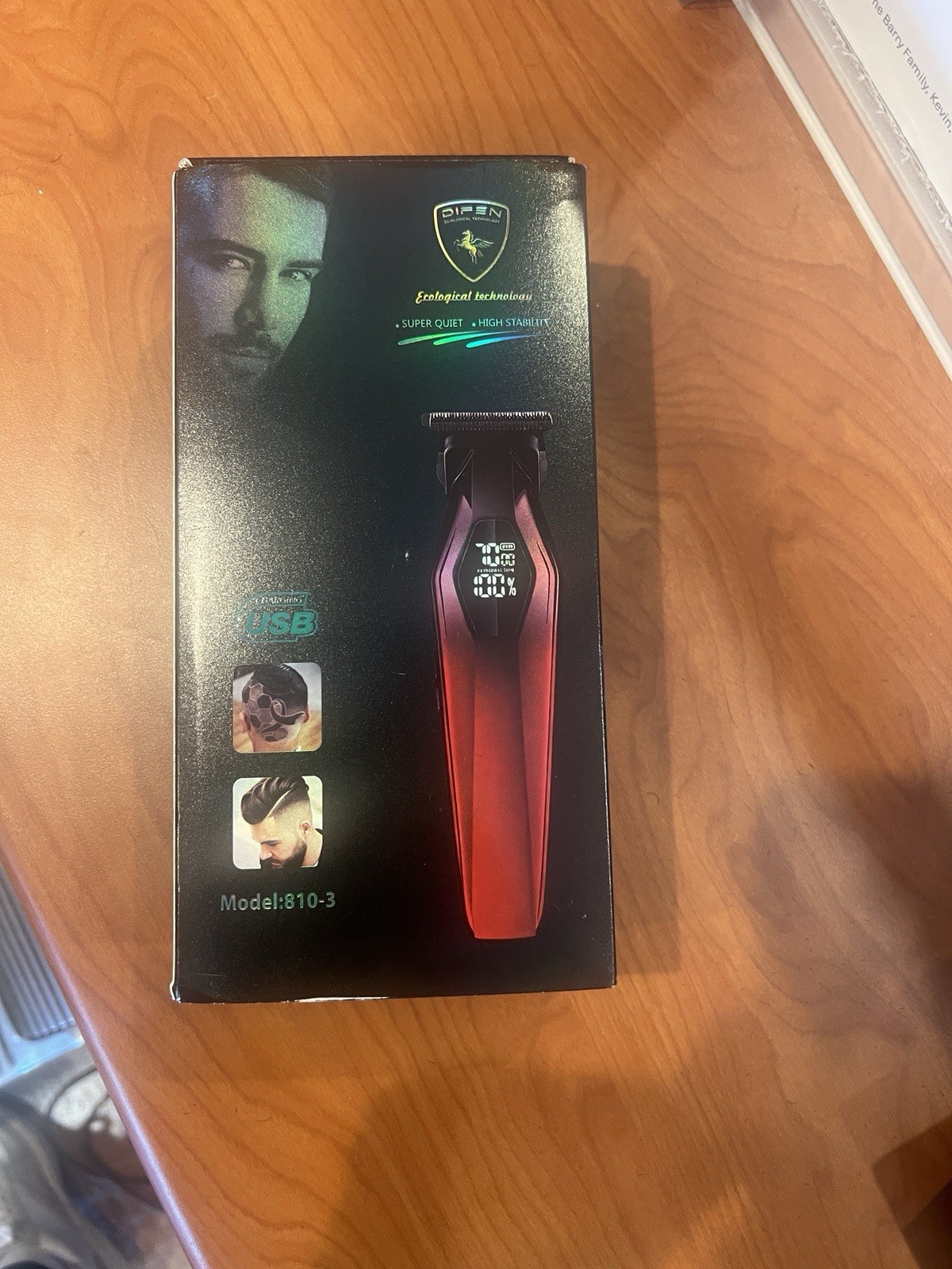 DIFEN 810-3 T-Blade Trimmer USB Quick Charge for Hair & Beard, Red