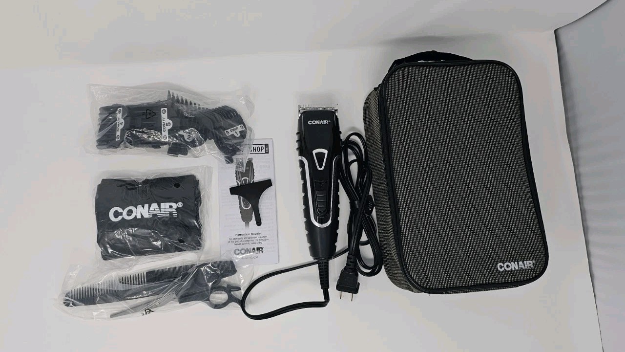 Conair Barber Hair Clippers, Barbershop Series No-Slip Grip 16-Piece Cutting Kit