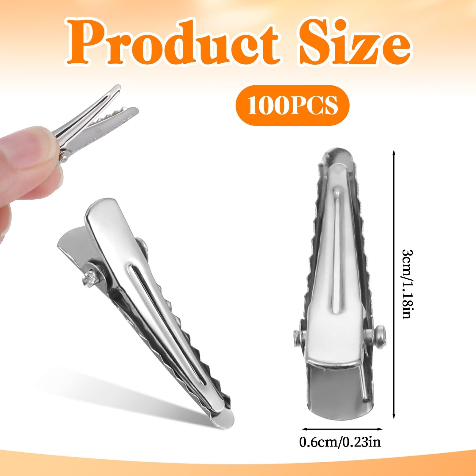 Bewudy 100 Pcs Small Alligator Hair Clips, 30MM Silver Metal