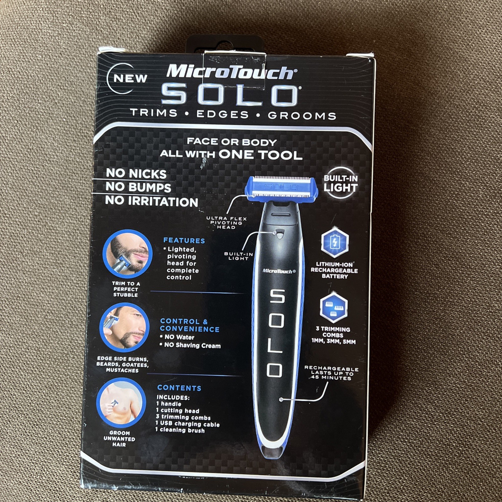 MicroTouch Solo Grooming Beard & Body Trimmer for Men Black New Sealed