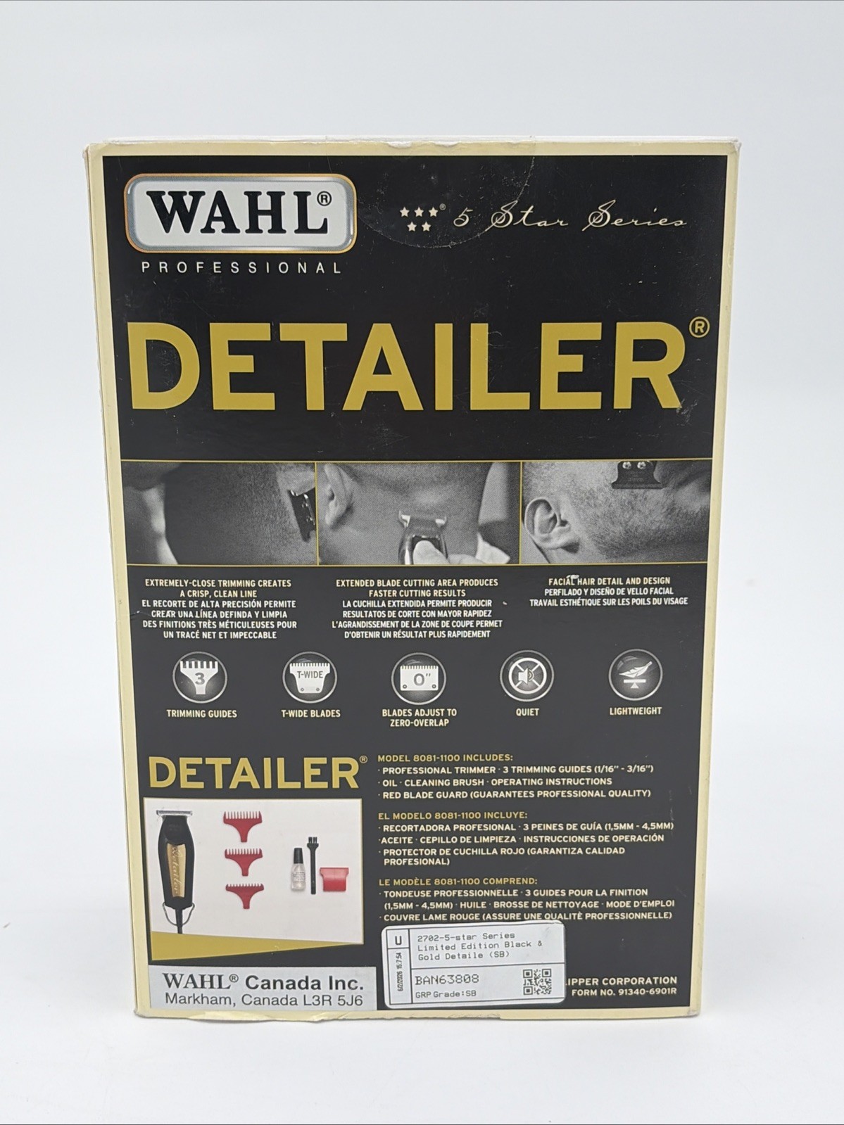 Wahl Professional 5-Star Detailer T-Blade Trimmer – Black/Gold