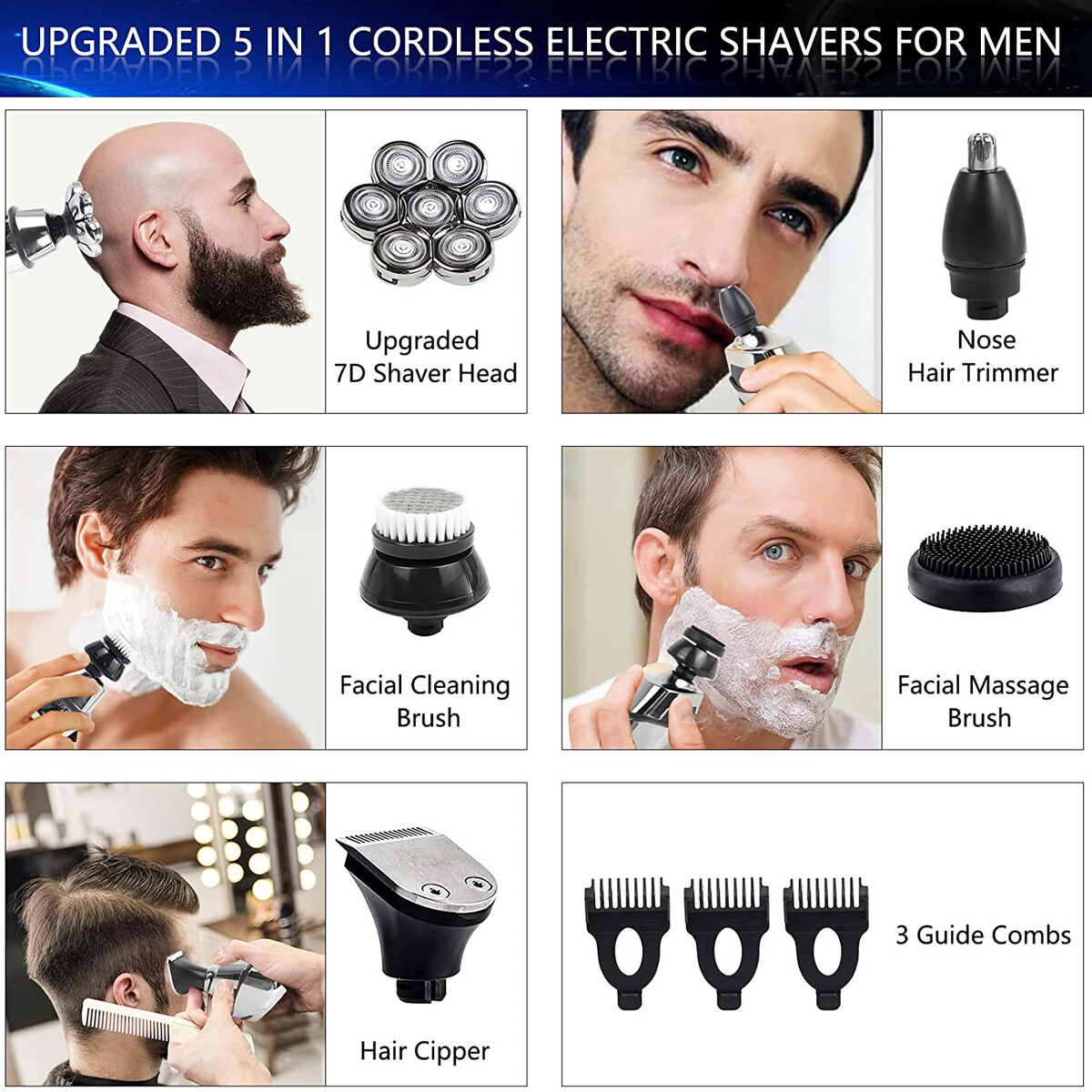 Men’s Razor Rotary Waterproof Electric Shaver Pop-Up Trimmer Wet Dry Cordless US