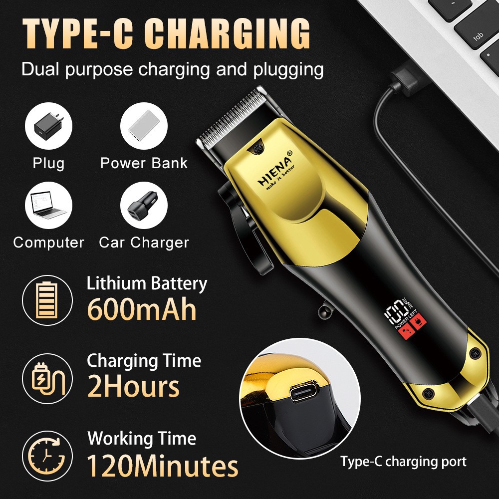 Professional Hair Clippers Trimmer Cutting Beard Cordless Barber Shaving Machine