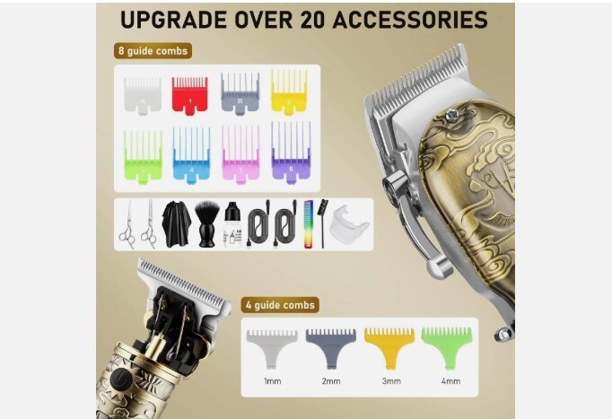 Hair Clipper and Trimmer Set Barber Clippers Set for Men, Professional Kit Beard