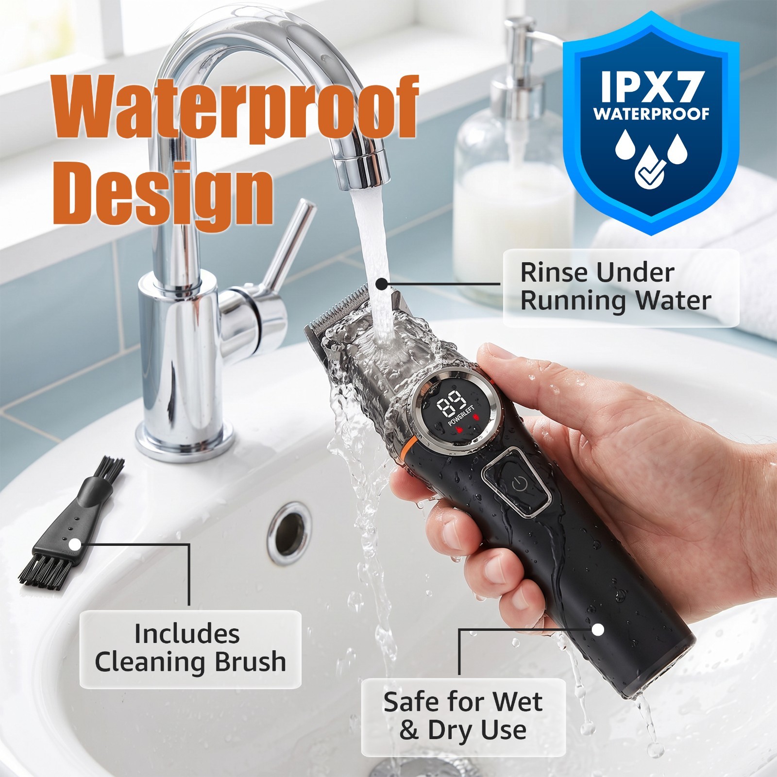 Beard Trimmer for Men Rechargeable, Waterproof Electric Shaver & Hair Trimmer,