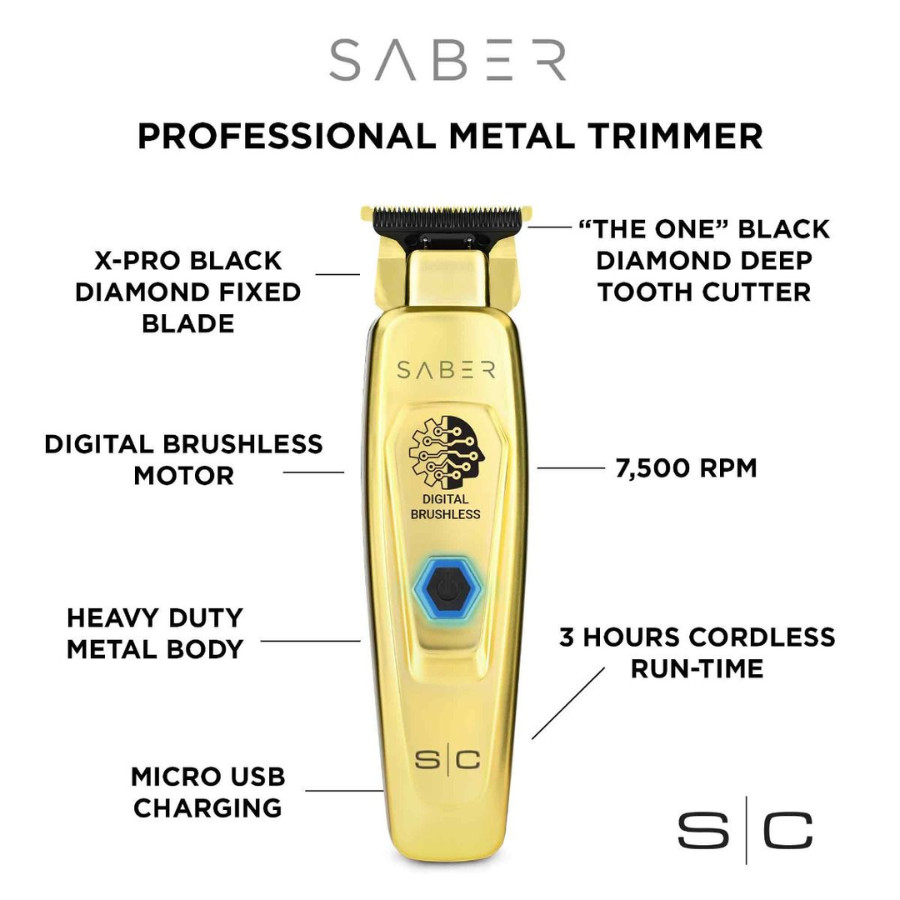 StyleCraft Saber 2.0 Professional Hair Clipper and Trimmer Gold | Set