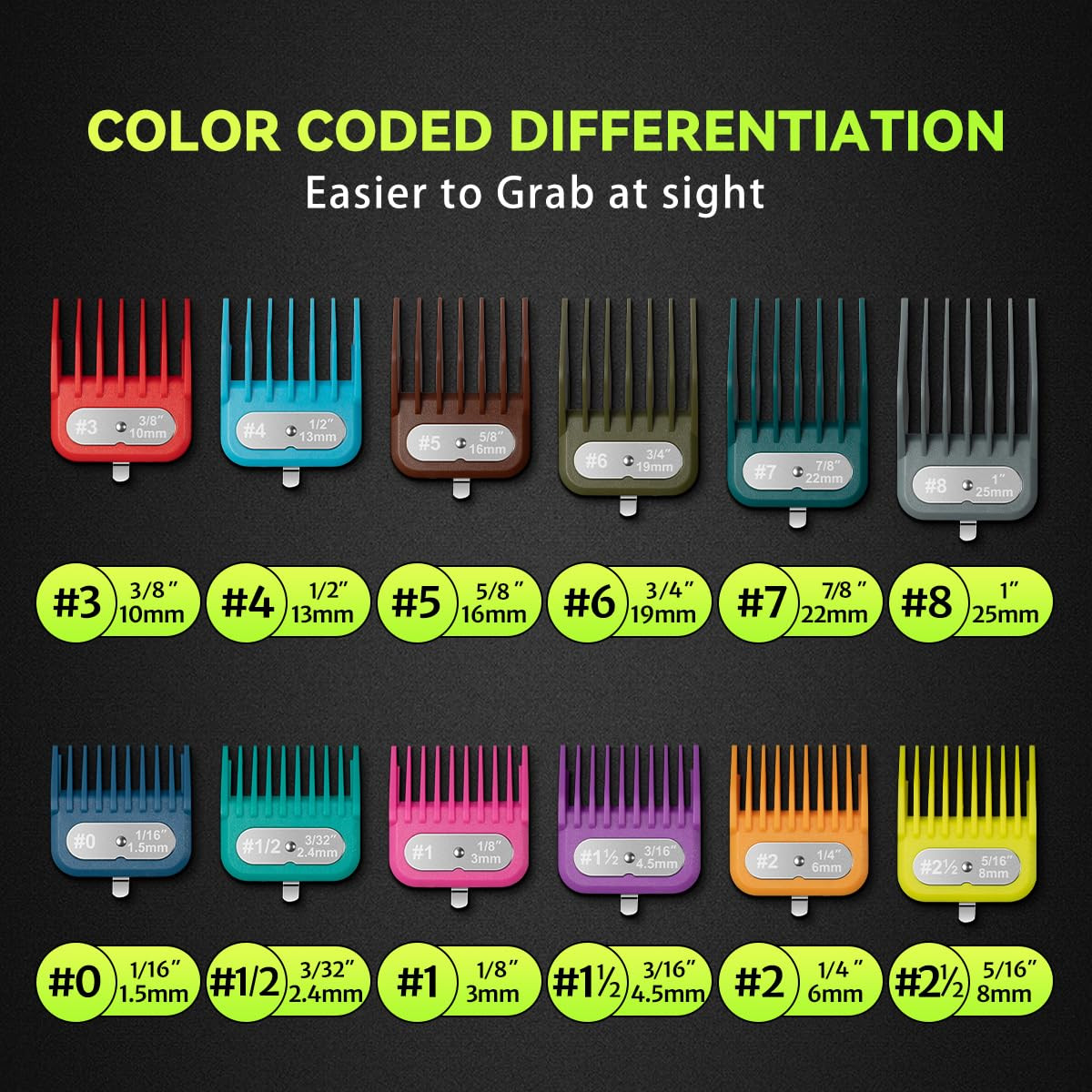 12 Clipper Guards Compatible with Andis Master, Oster Fast Feed, Andis AAC-1, GC