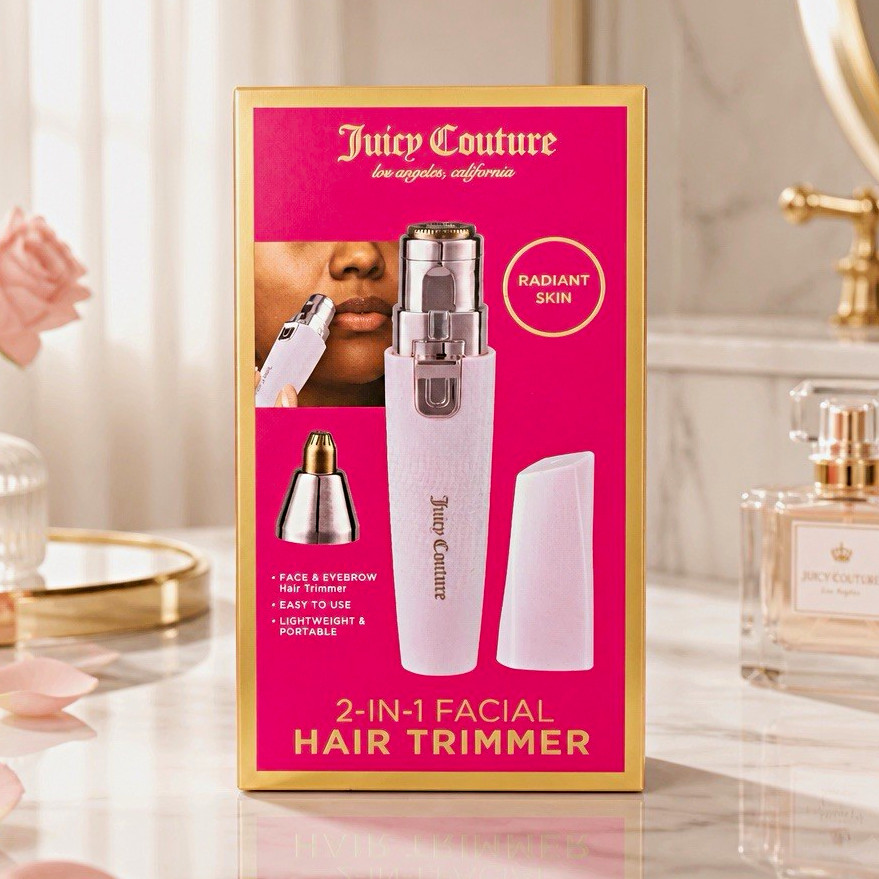 Juicy Couture 2-in-1 Face & Eyebrow Hair Trimmer Pink New In Box