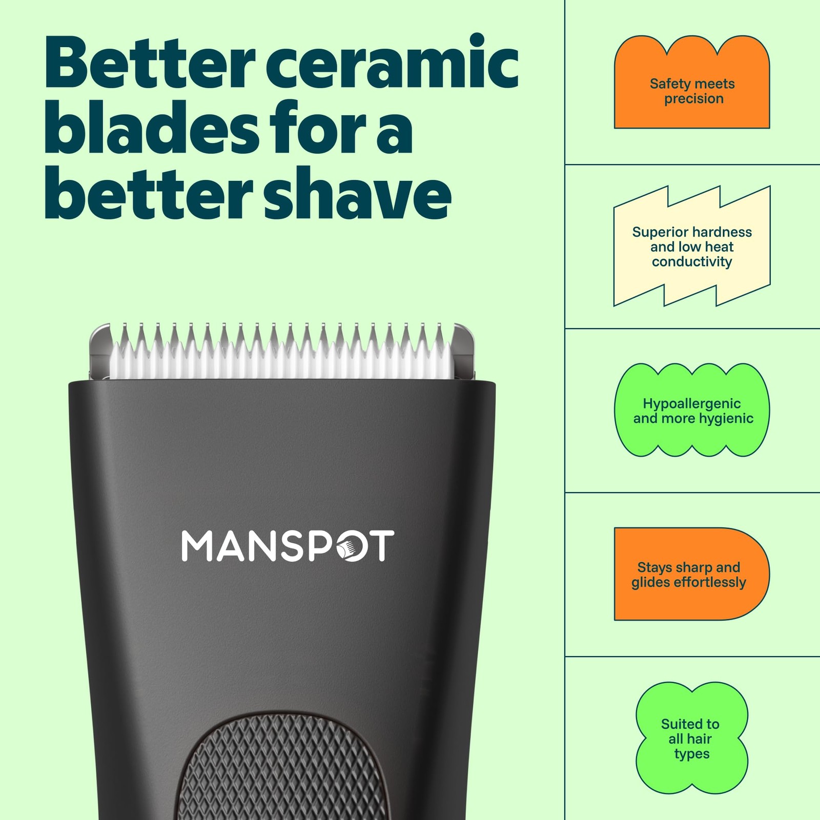 MANSPOT Manscape Groin & Body Hair Trimmer for Men, Electric Pubic Shaver