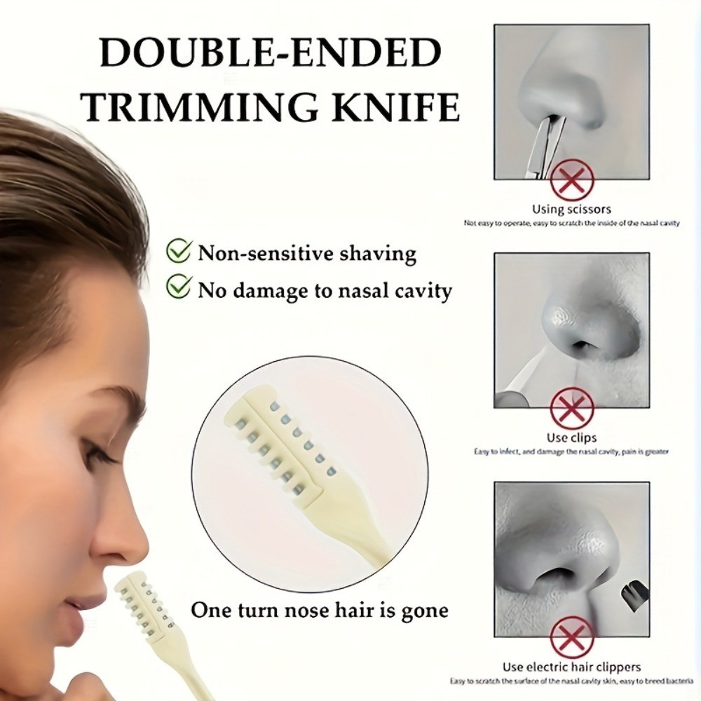 6Pcs Better Than Electric. 2-in-1 Painless Nose Trimmer: 360° Rotating Dual-head