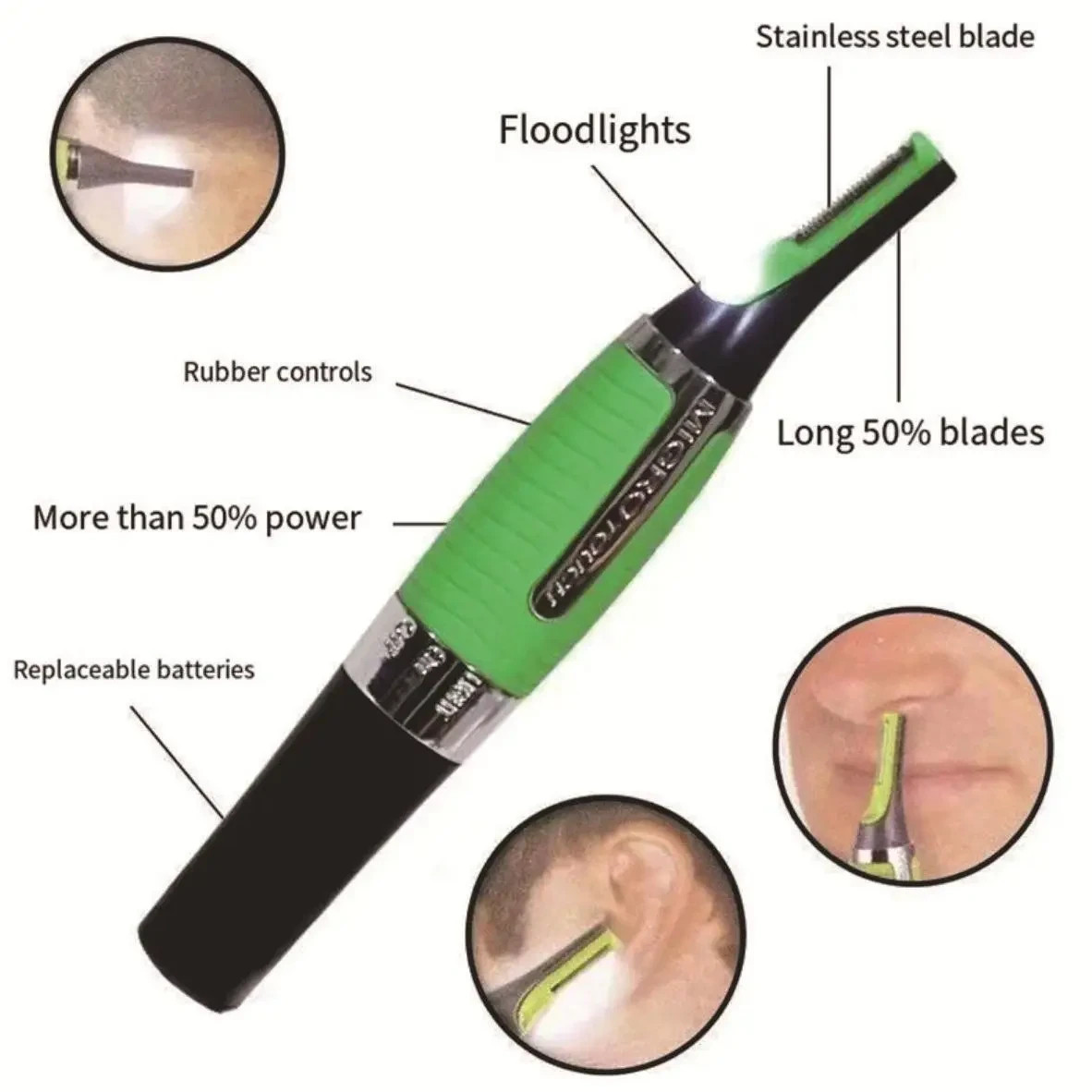 Hot Men Nose Ear Face Neck Eyebrow Hair Mustache Beard Trimmer Shaver Clipper PE
