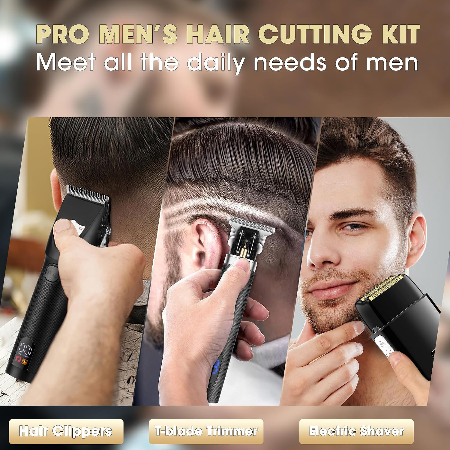 Professional Hair Clippers & Trimmers Set with Travel Case for Men