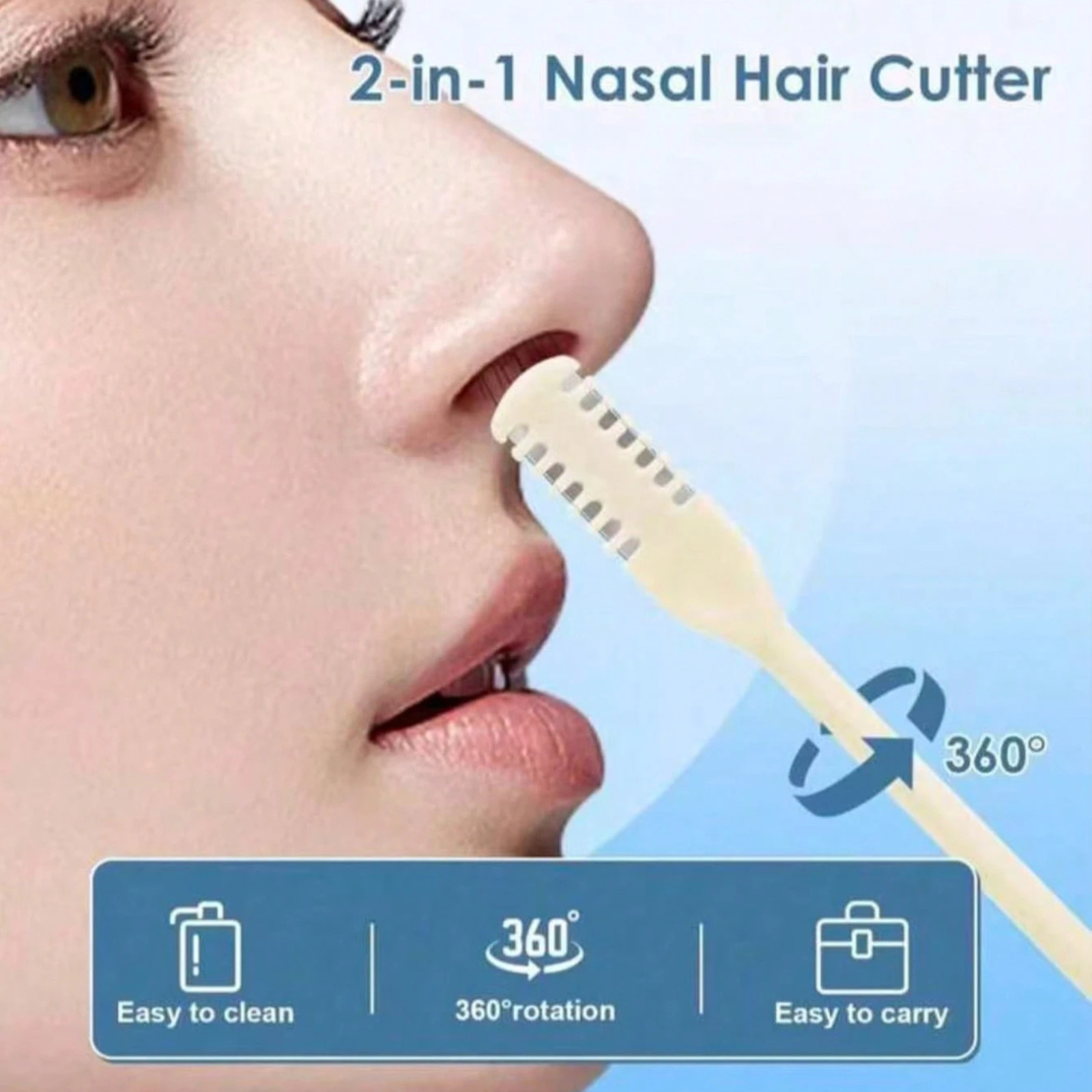 2-in-1 Manual Nose Hair Trimmer Clipper Washable Portable Nose Hair Remover Tool
