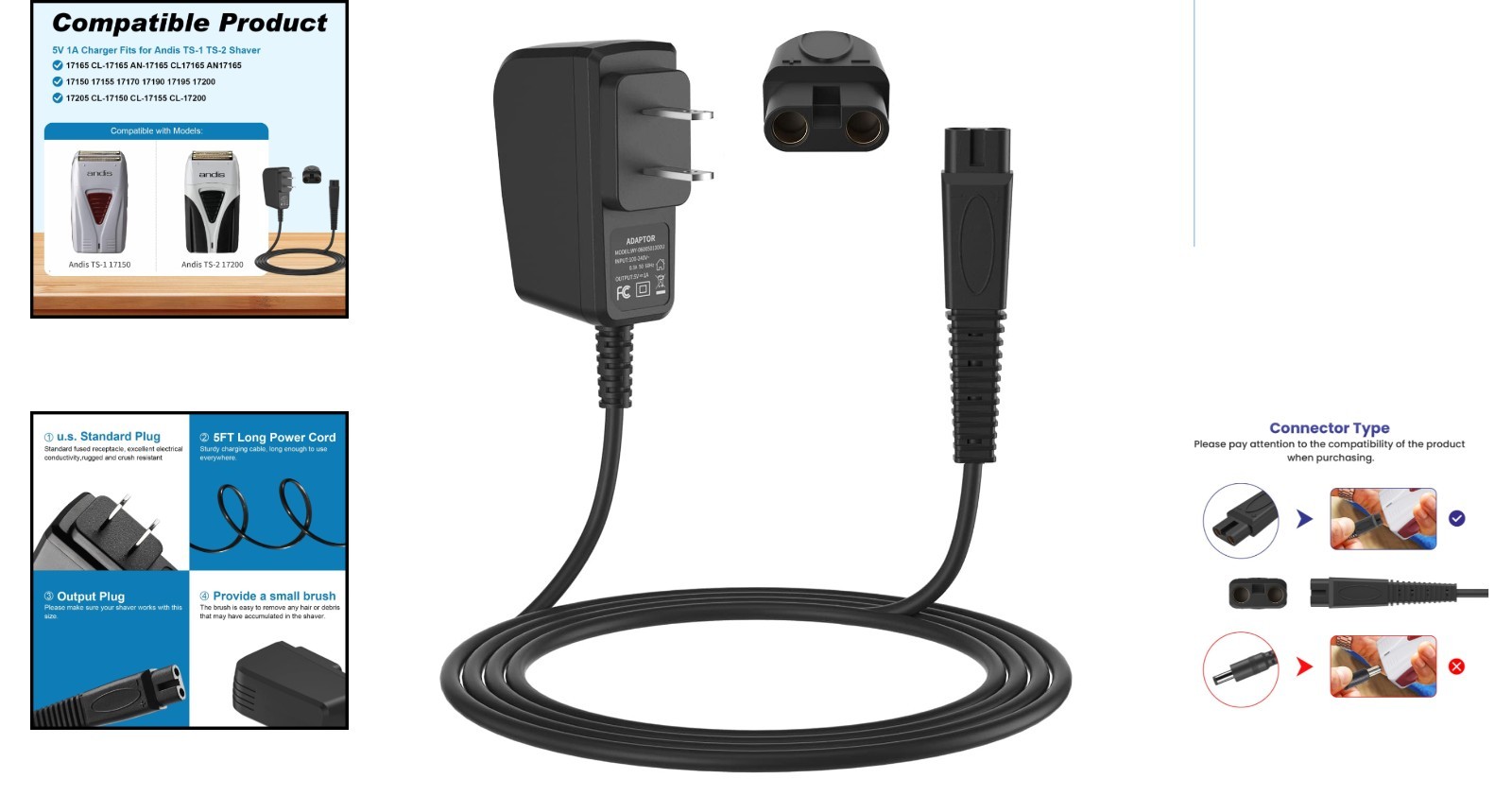 Replacement Charger for Andis Shaver – Certified Safety Features