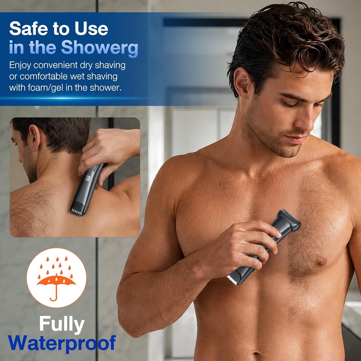 Cordless Electric Body Shaver with Ceramic Blades & 100-Minute Runtime