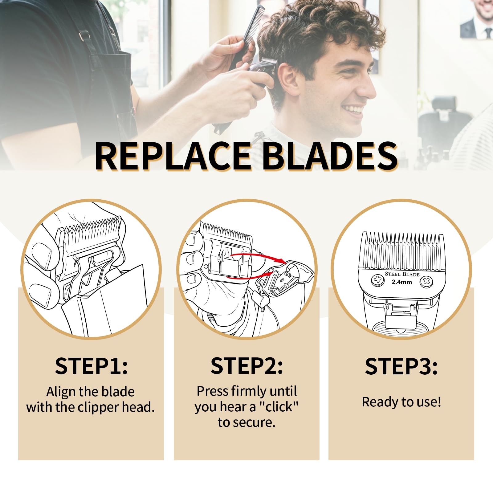 Silver SS Ceramic Clipper Blade Compatible with Andis/Oster A5, 1 Pack
