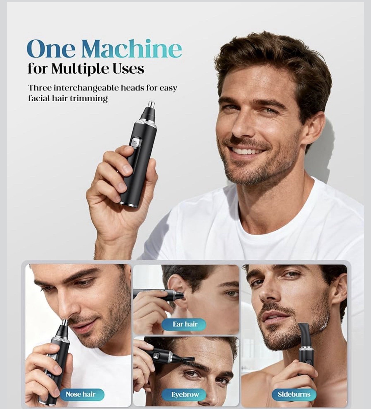 Nose Hair Trimmer for Men and Women, Type-C Rechargeable Precision Groomer with