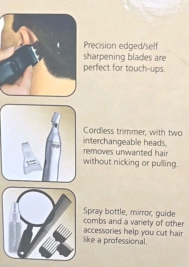 WAHL 79524-3001P Silver Black Corded Electric Clipper Home Barber Kit new in box