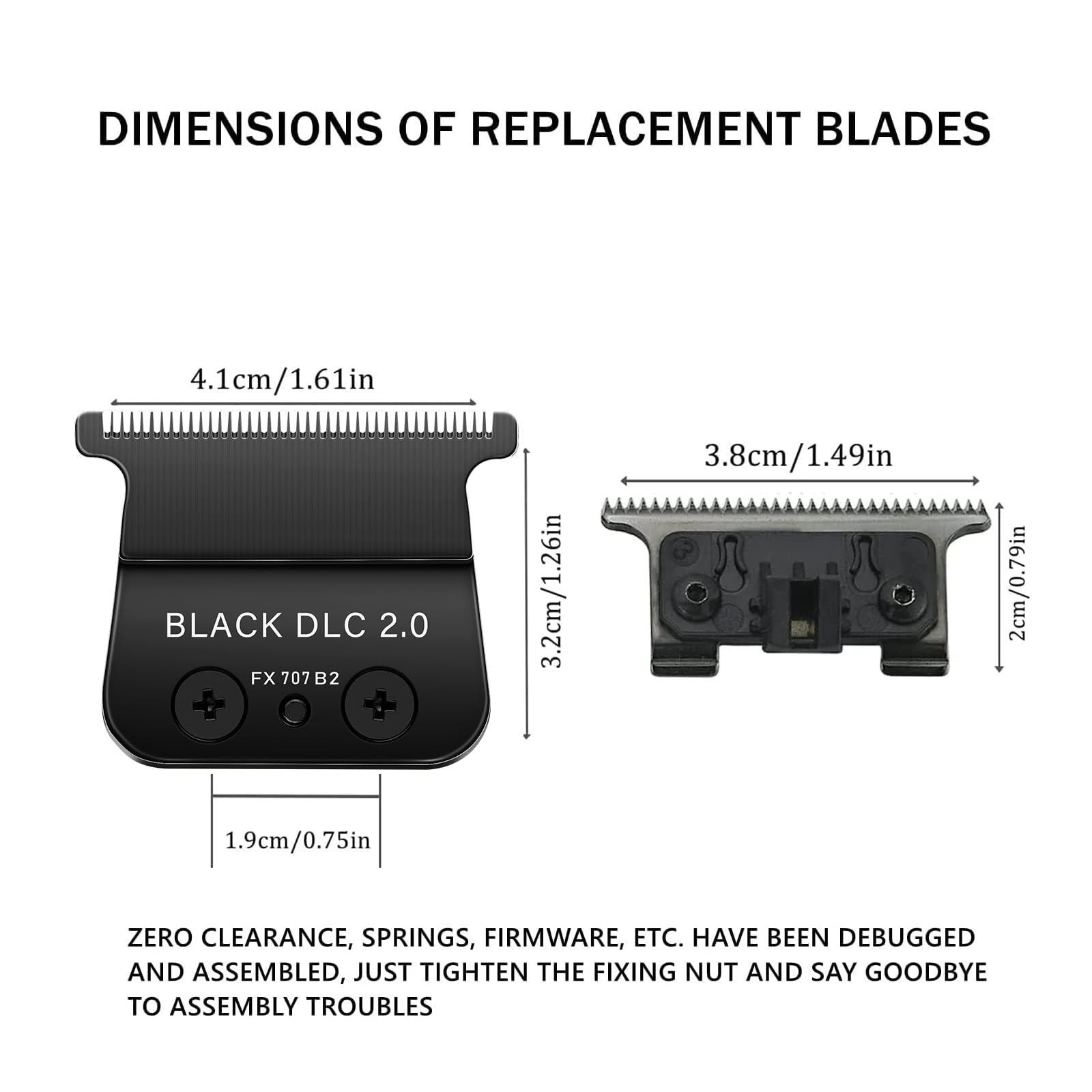 FX707Z Replacement DLC 2.0 Trimmer Blade Compatible with BaByliss FX787 Black
