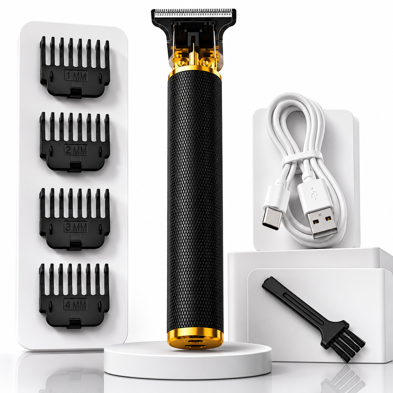 Vintage T9 Black Gold Cordless Hair Trimmer Clipper USB Rechargeable Men