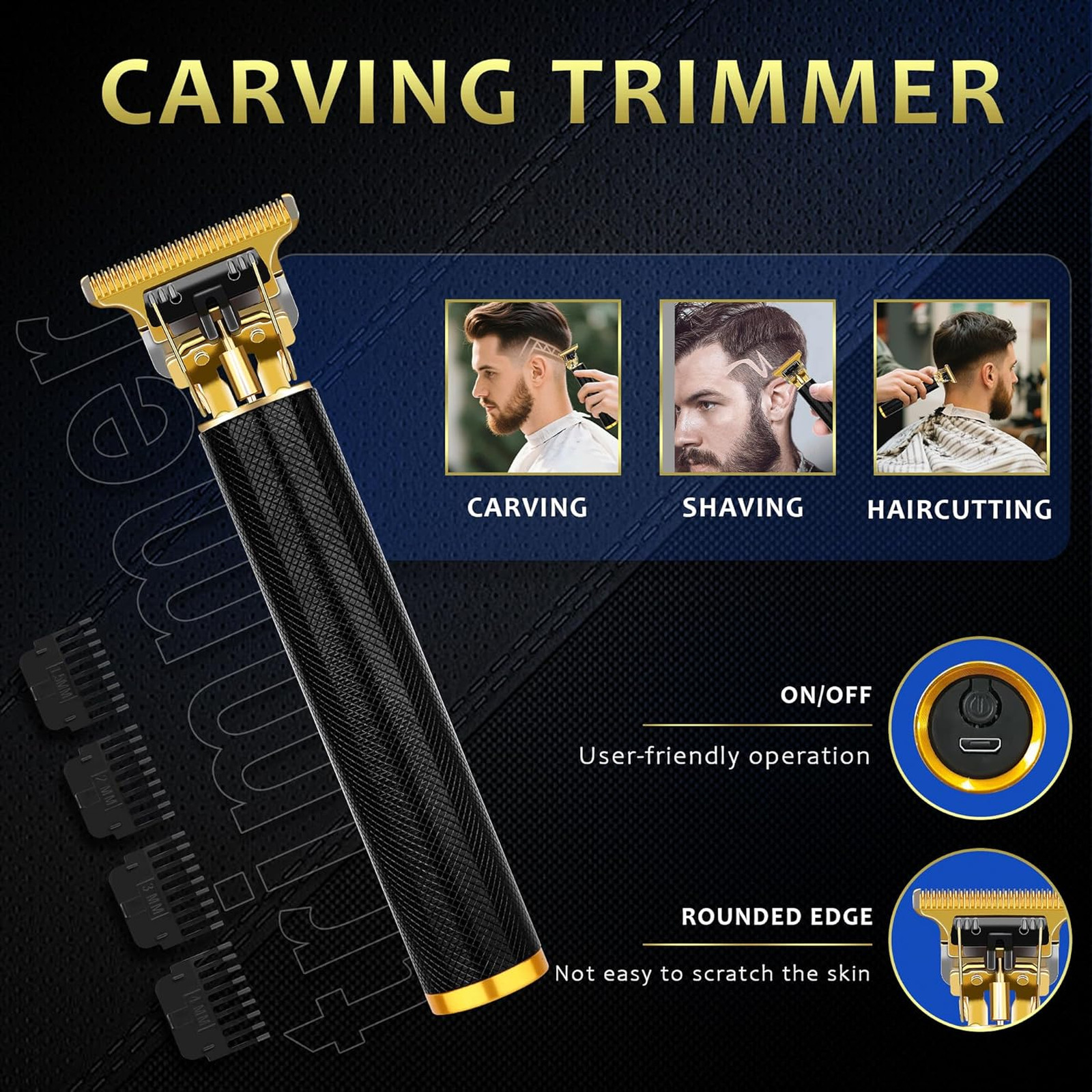 Hair Clippers for Men with LED Display, 4-Piece Cordless Grooming Kit, Hair