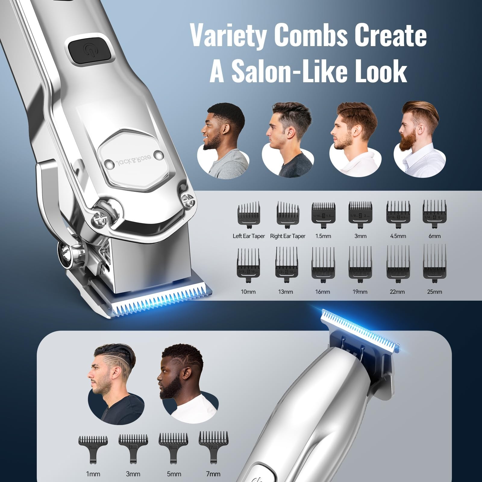 Jack & Rose Hair Clippers for Men Set Professional, Cordless Men Hair Trimmer…