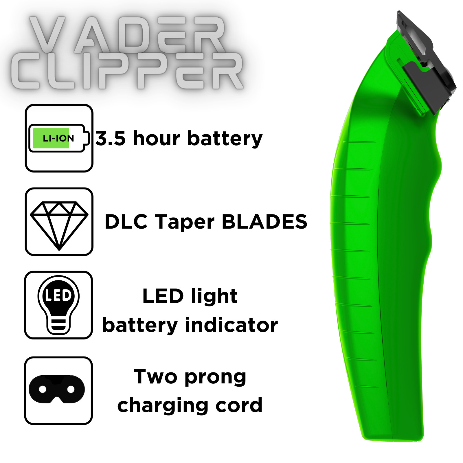 Supreme Trimmer Vader Clipper STC5098 | DLC Taper Blade 210 Min Run Time | ACID