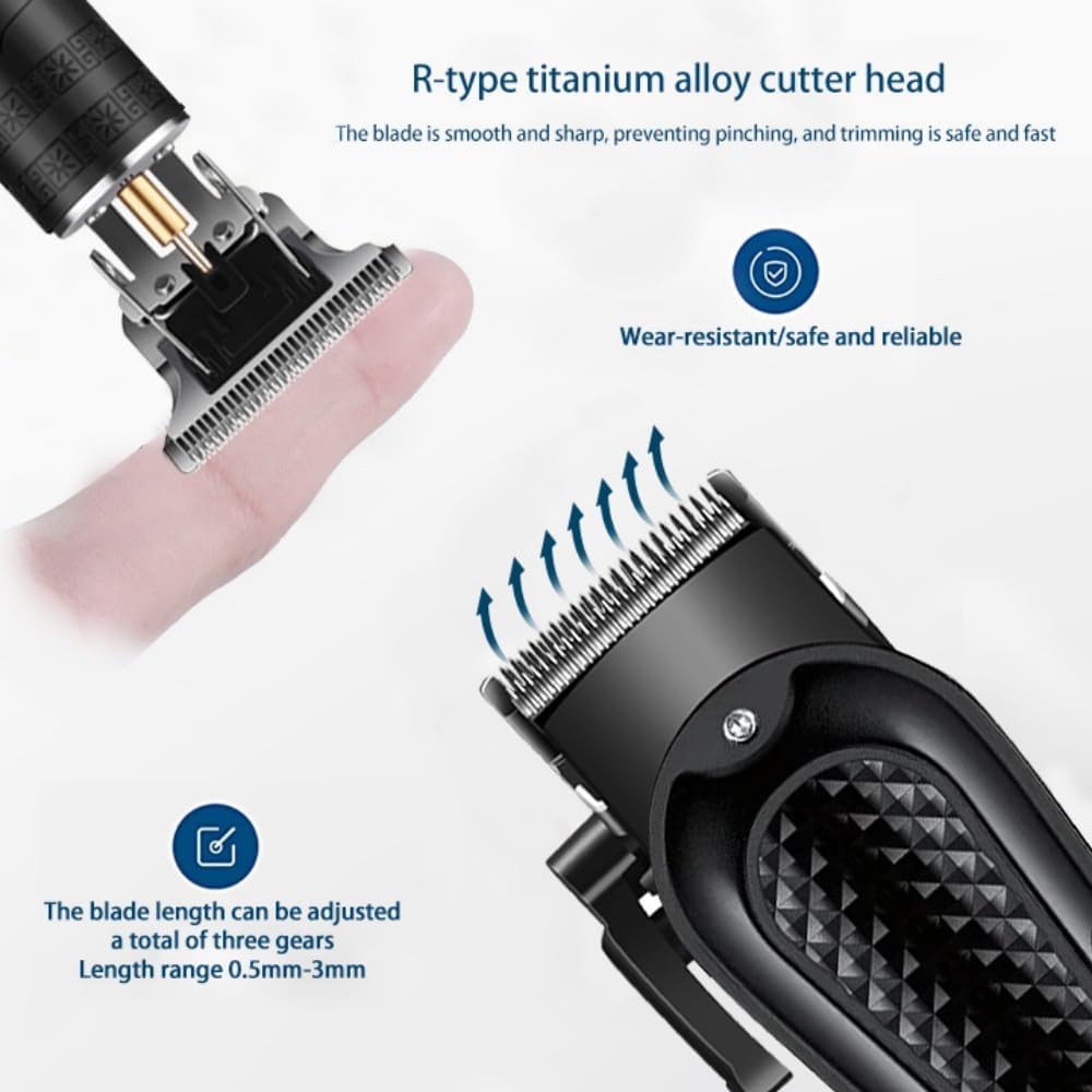 LCD Cordless Hair Clippers for Men, Beard Trimmer & Hair Cutting Kit | 8 Guide C