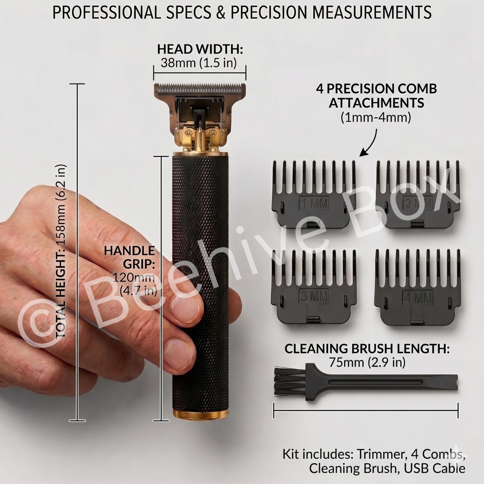 Vintage T9 Barbeador Gold Beard Hair Trimmer Cutter Machine Men Black