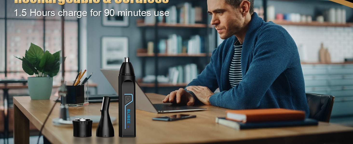 Ear and Nose Hair Trimmer with LED Display, USB Rechargeable Nose Trimmer