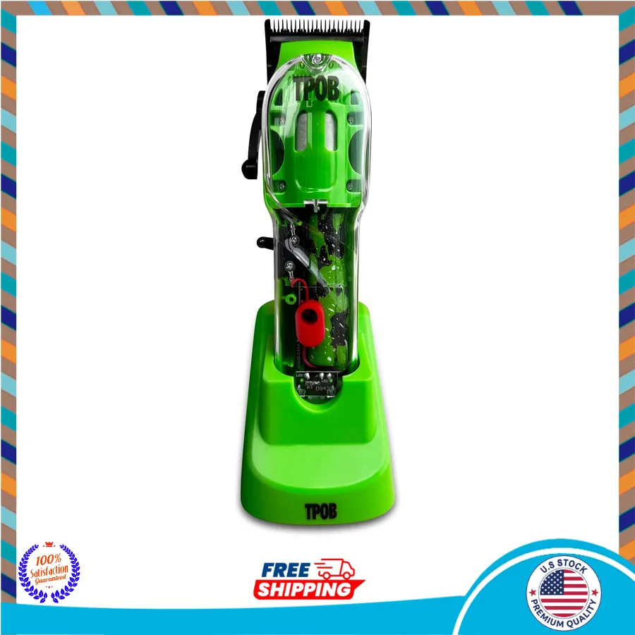 TPOB Slime 2 Barber Hair Clippers 6800 RPM X Fade Blade Matte Green Pink