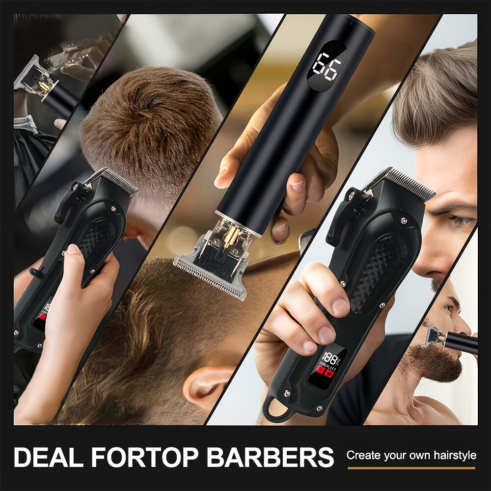 Professional Hair Clipper for Men, 3-piece Set, Beard Trimmer Shaver Set Black