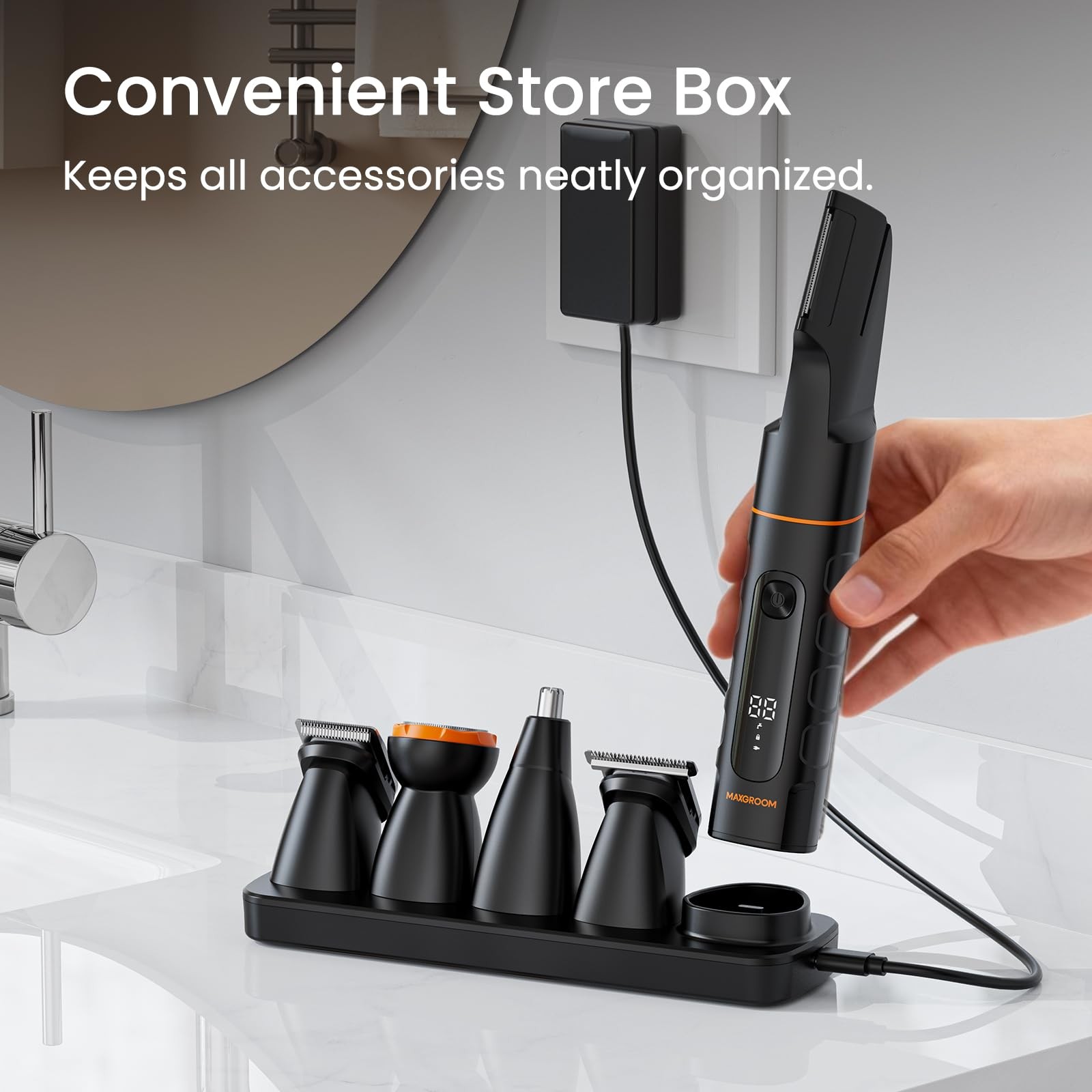 MAXGROOM Manscape All-in-One Body & Pubic Hair Trimmer for Men, No-Nick Groin…