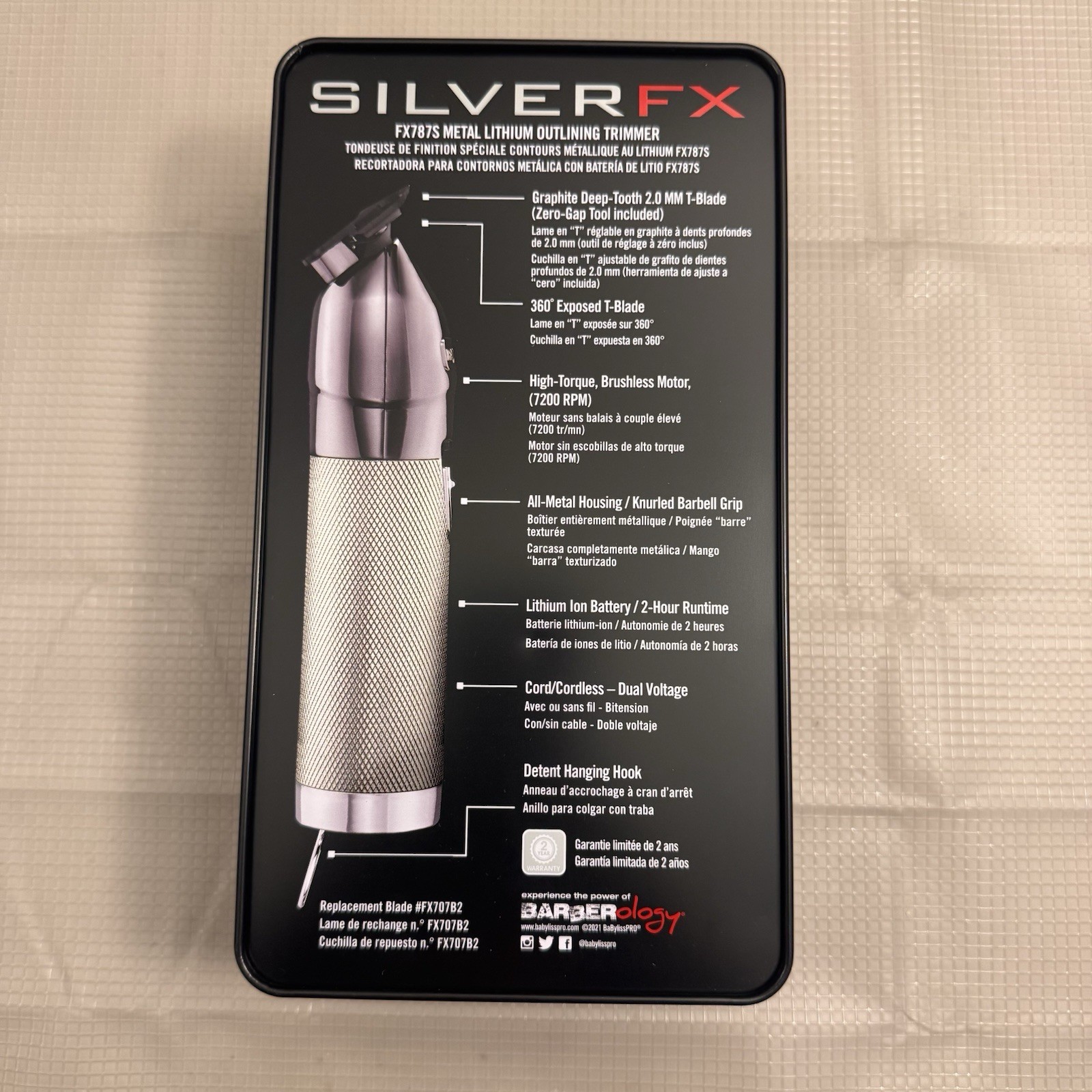 BaBylissPRO SILVERFX+ All-Metal Lithium Outlining Trimmer | FX787NS