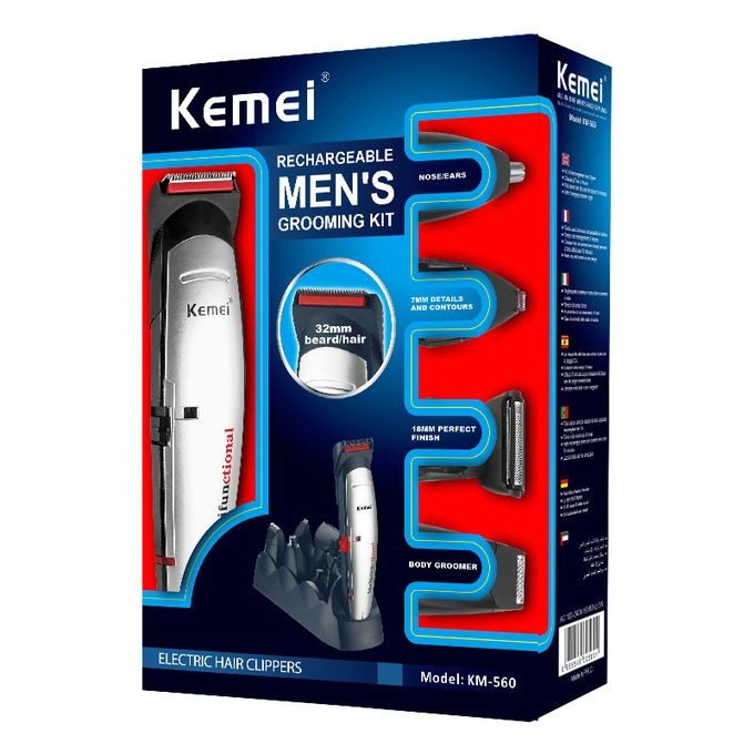 Kemei KM-560 5 in 1 Portable Electric Hair Clipper Professional Nose Body Hair