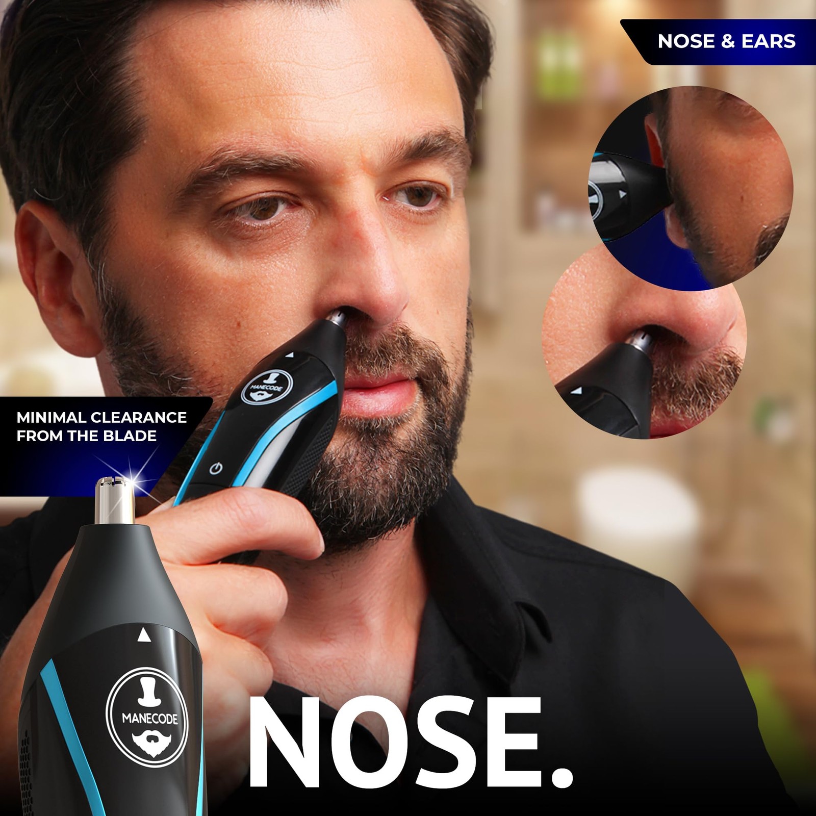 MANECODE® Beard & Hair Trimmer for Men – Self-Sharp Blades® USB-C, Waterproof…