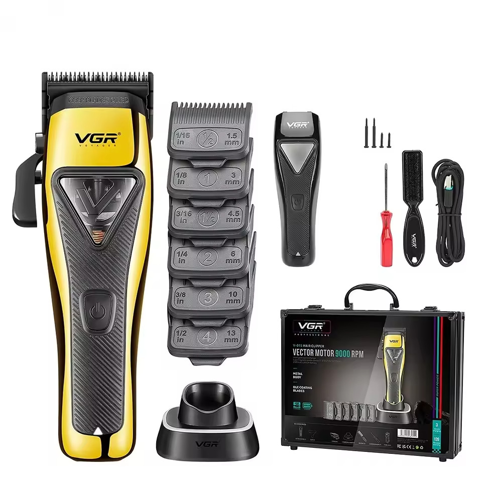 VGR 015 Pro Cordless Clipper ✂️ DLC Blade | 9000RPM + Travel Kit 💼