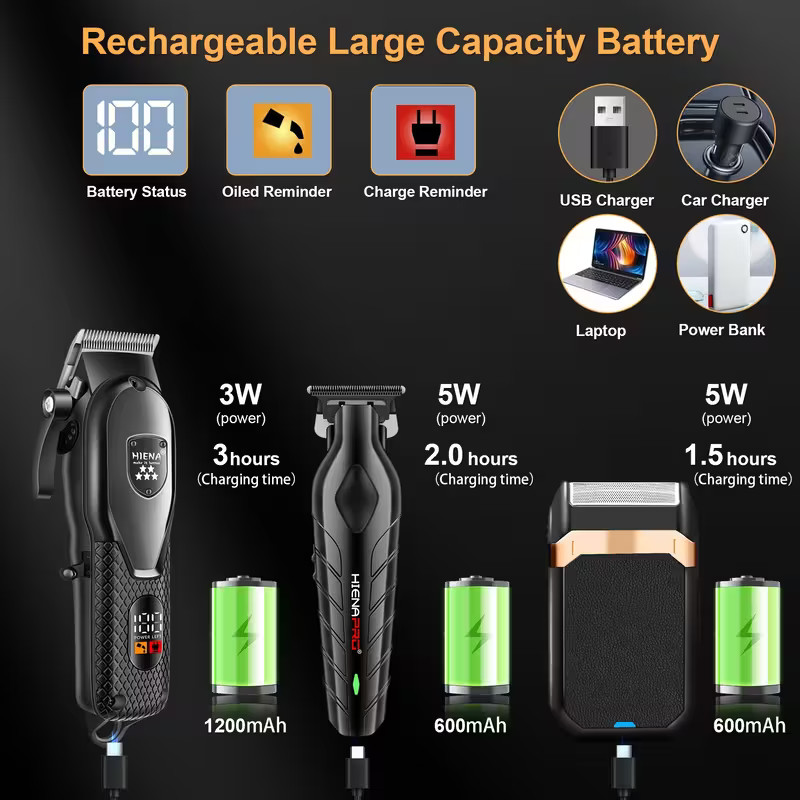 Professional Hair Clippers for Men, Cordless Barber Clippers and Trimmer Set