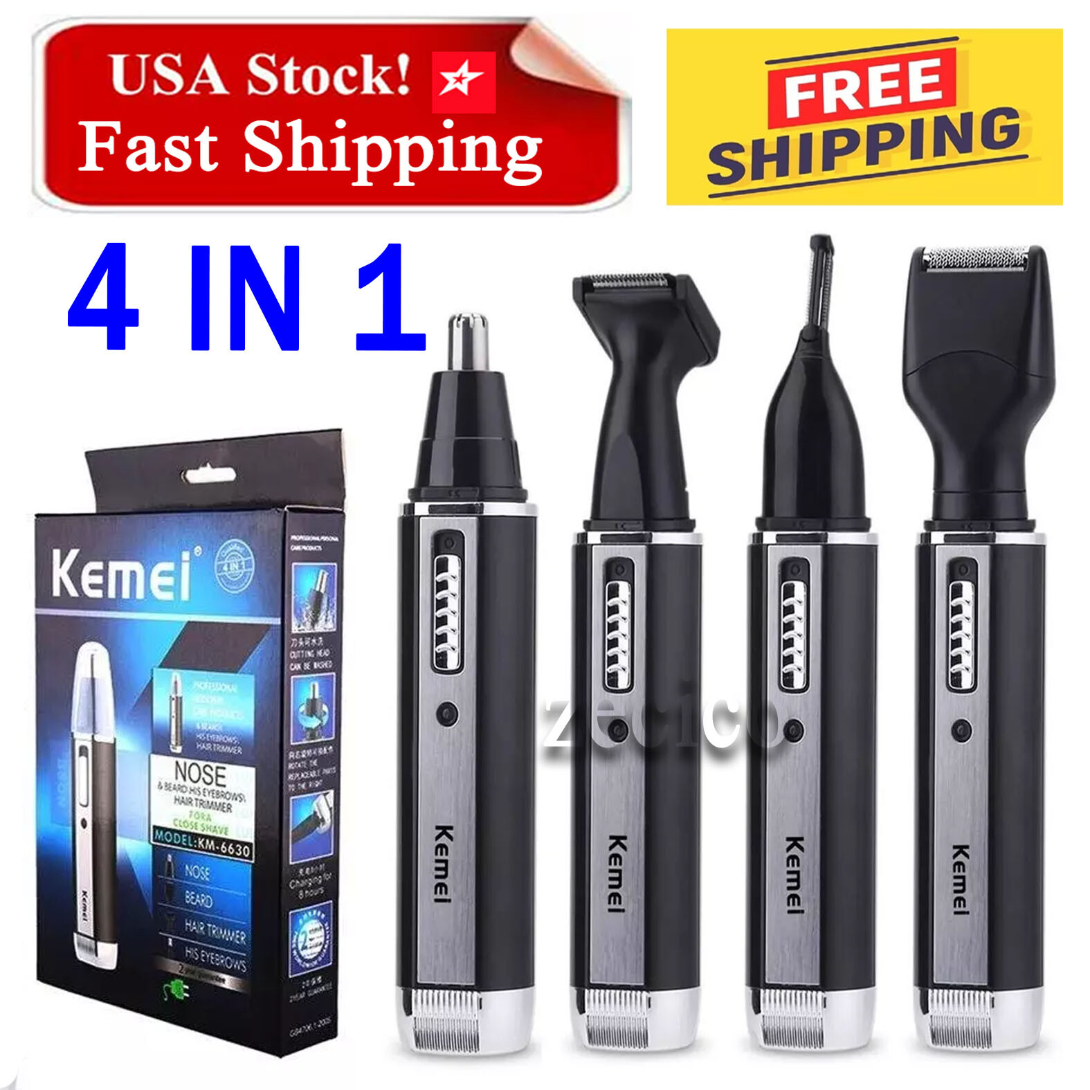 Kemei Rechargeable 4in1 Hair Trimmer for Men&women Electric Shaver Beard Clipper