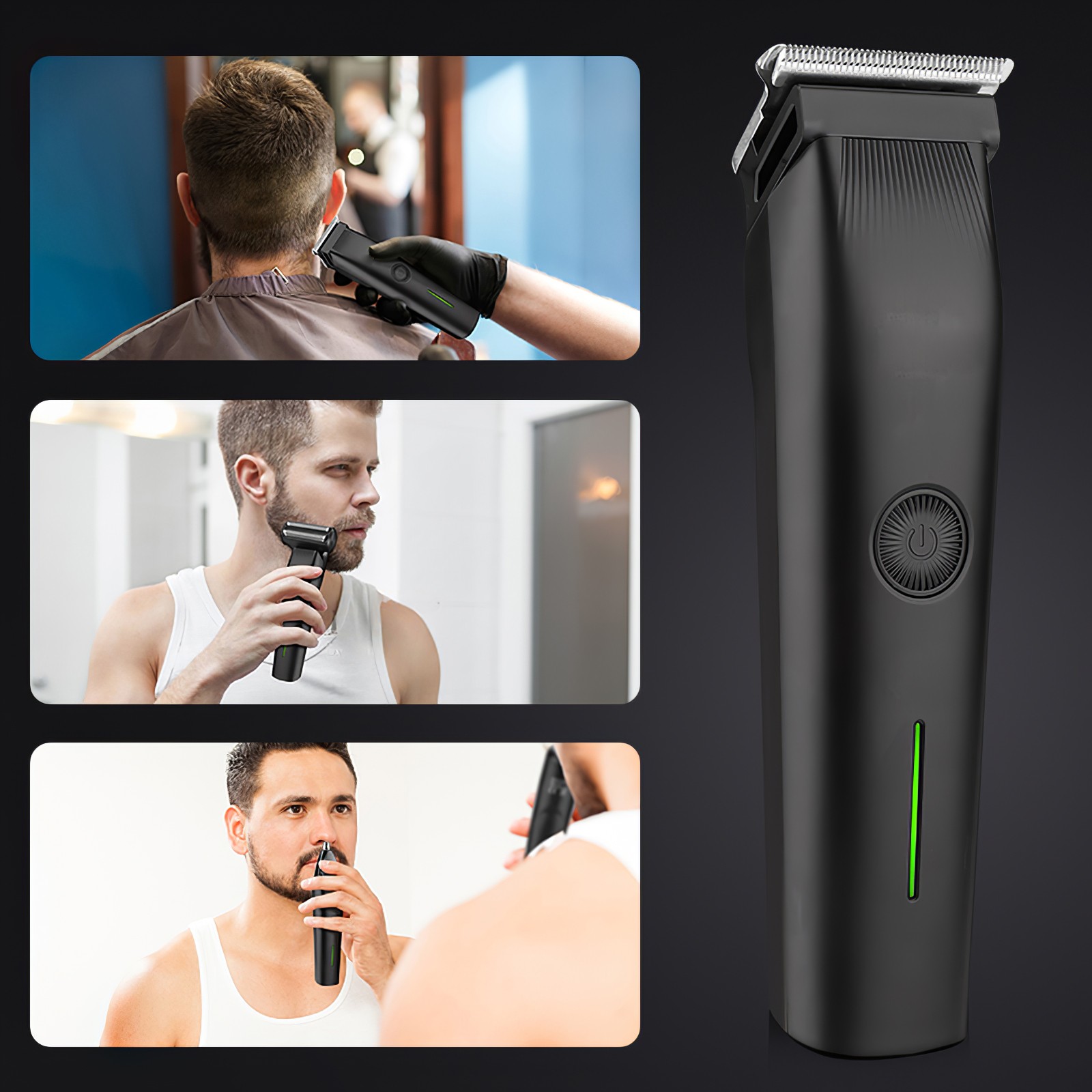 3‑In‑1 Mens Grooming Kit Beard Nose Ear Hair Trimmer Black
