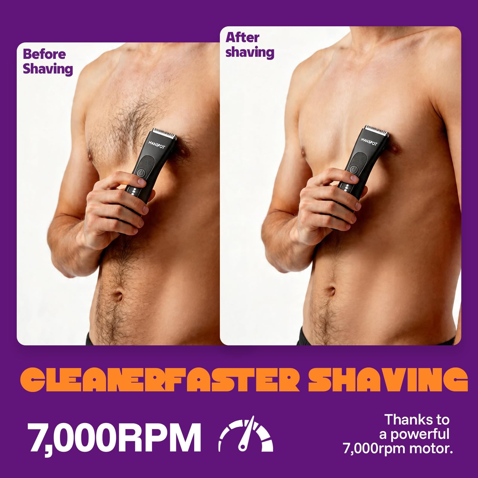 MANSPOT Manscape Groin & Body Hair Trimmer for Men, Electric Pubic Shaver